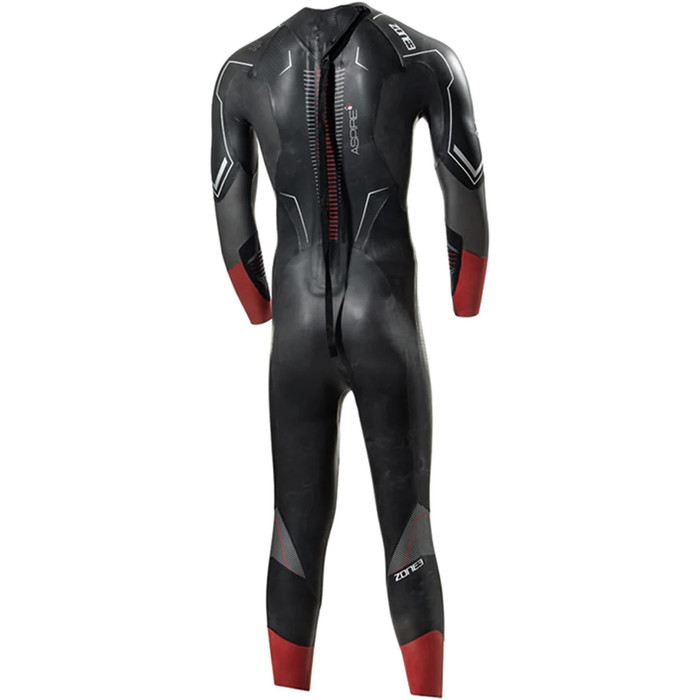 2024 Zone3 Hombres Aspire Back Zip Swim Neopreno WS22MASP101 - Black / Red